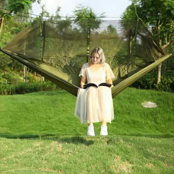 600lbs Load 2 Persons Hammock With Mosquito Net Outdoor Hiking Camping Hommock Portable Nylon Swing Hanging Bed