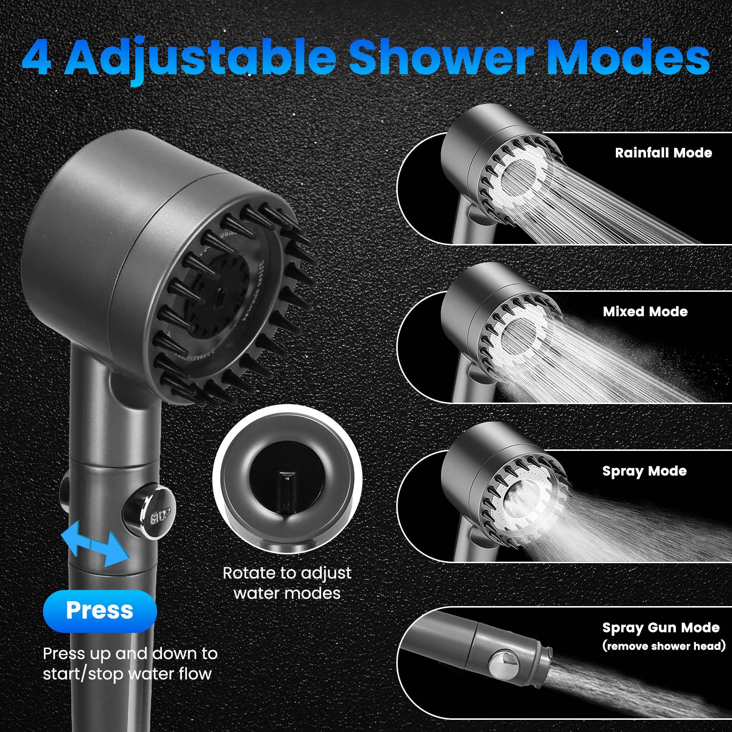 1Pc Portable Shower For Camping Include IPX7 Waterproof 6000mAh Rechargeable Shower Filtered Shower Head 5.3Gallon Foldable Bucket For Hiking Beach Travel Car Pet
