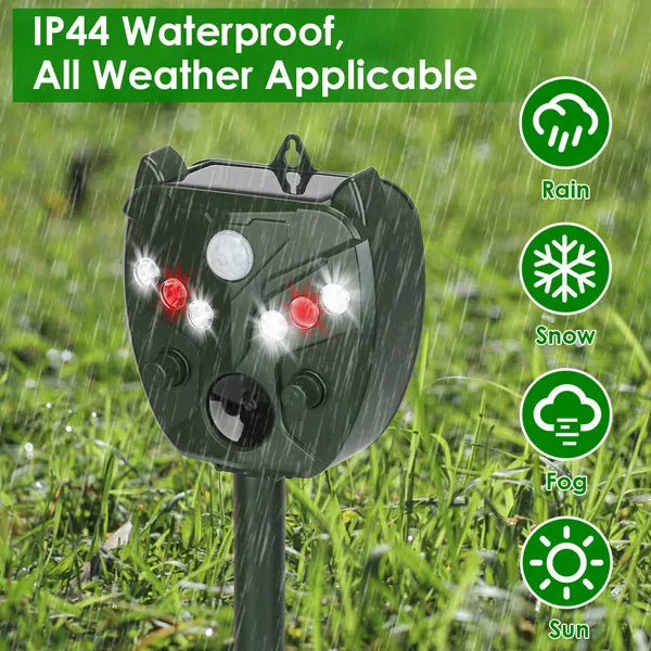 Ultrasonic Solar Animal Repeller Outdoor Mole Snake Squirrel Mouse Chaser Waterproof Bird Deer Dog Cat Deterrent With 5 Gears For Farm Garden Yard
