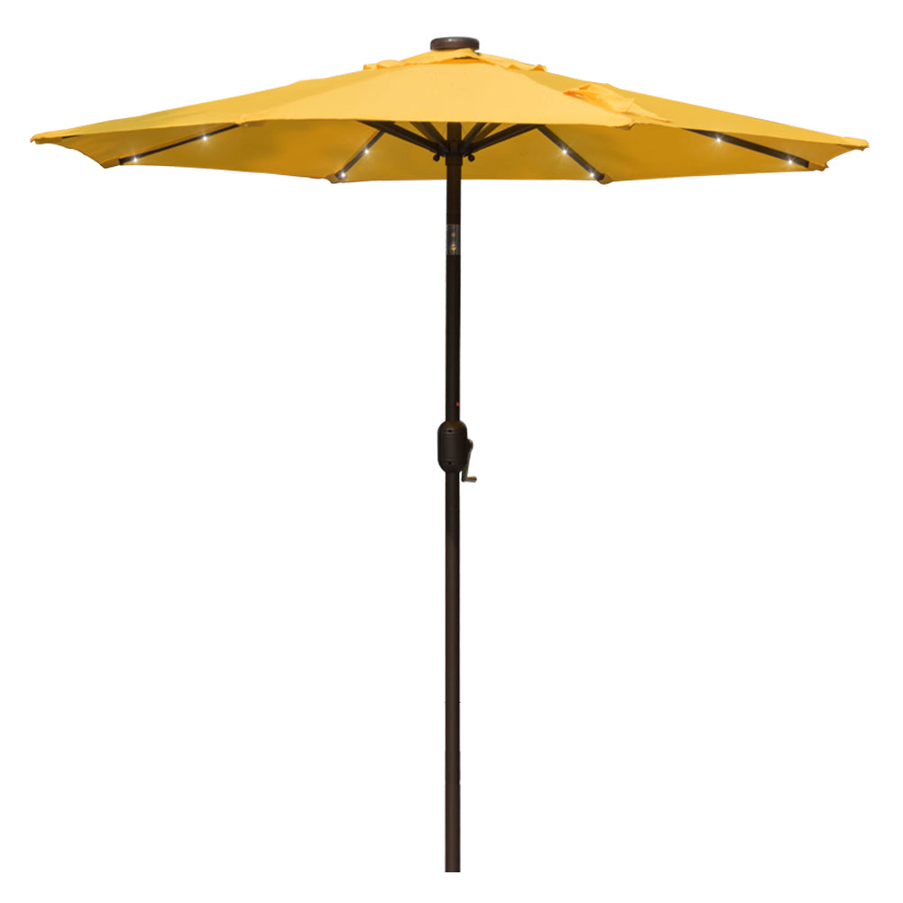 Outdoor 7ft Garden Camping Solar Panel LED Patio Umbrella Parasol With Tilt