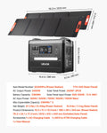 Portable Power Station, 2400W Portable Solar Generator With 2PCS * 200W Foldable Solar Panels, 2160Wh Expandable LiFePO4 Battery Backup With 10 Output Ports For Home Backup Outdoor Camping RV