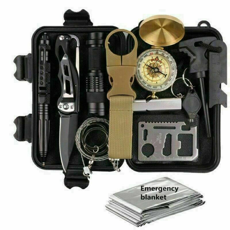 14-In-1 Outdoor Emergency Survival Kit Camping Hiking Off Grid Tactical Gear Set