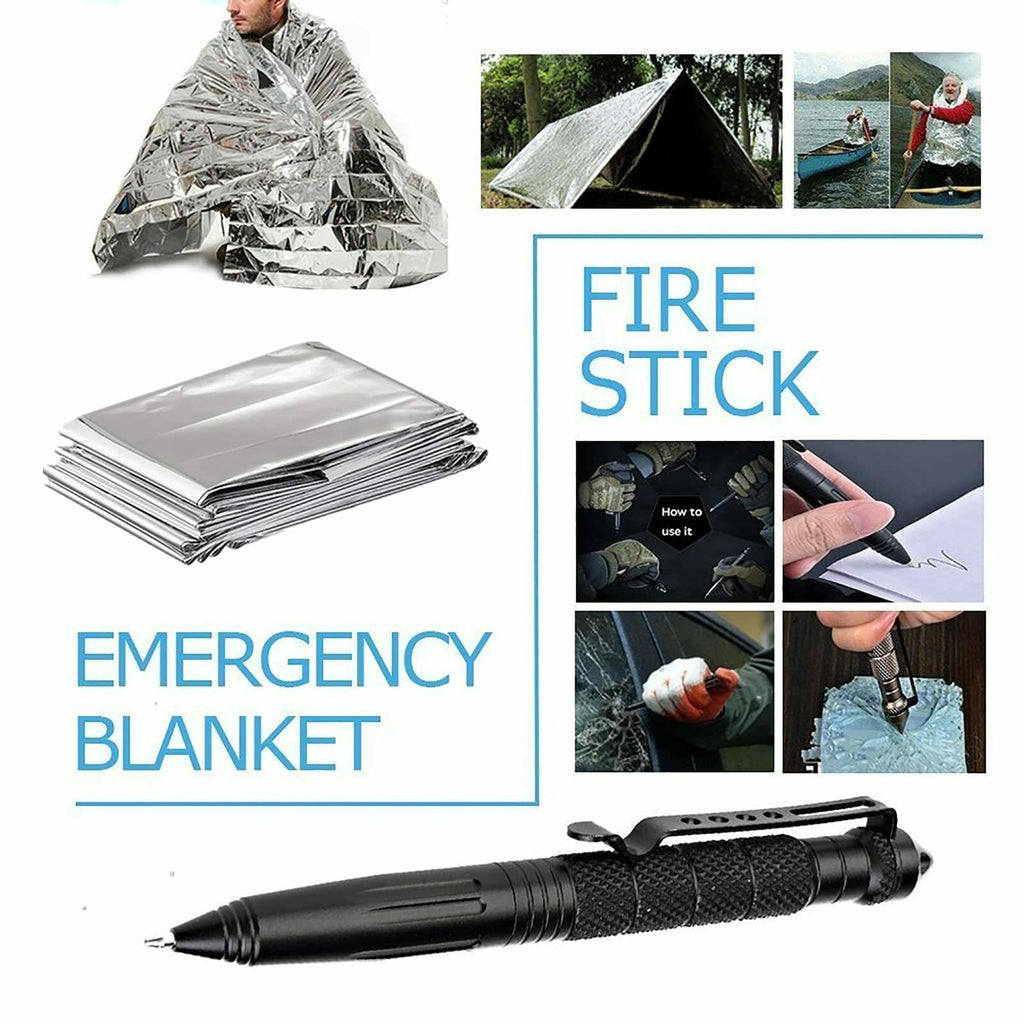 14-In-1 Outdoor Emergency Survival Kit Camping Hiking Off Grid Tactical Gear Set