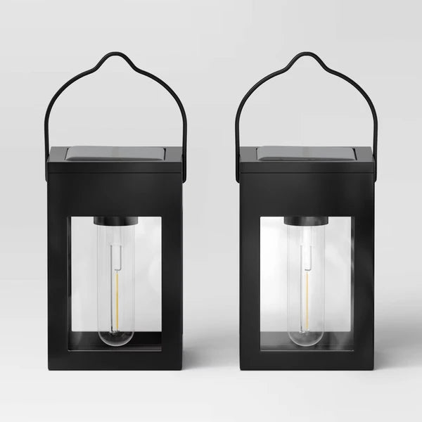 2pk Solar LED Outdoor Deck Lights Matte Black