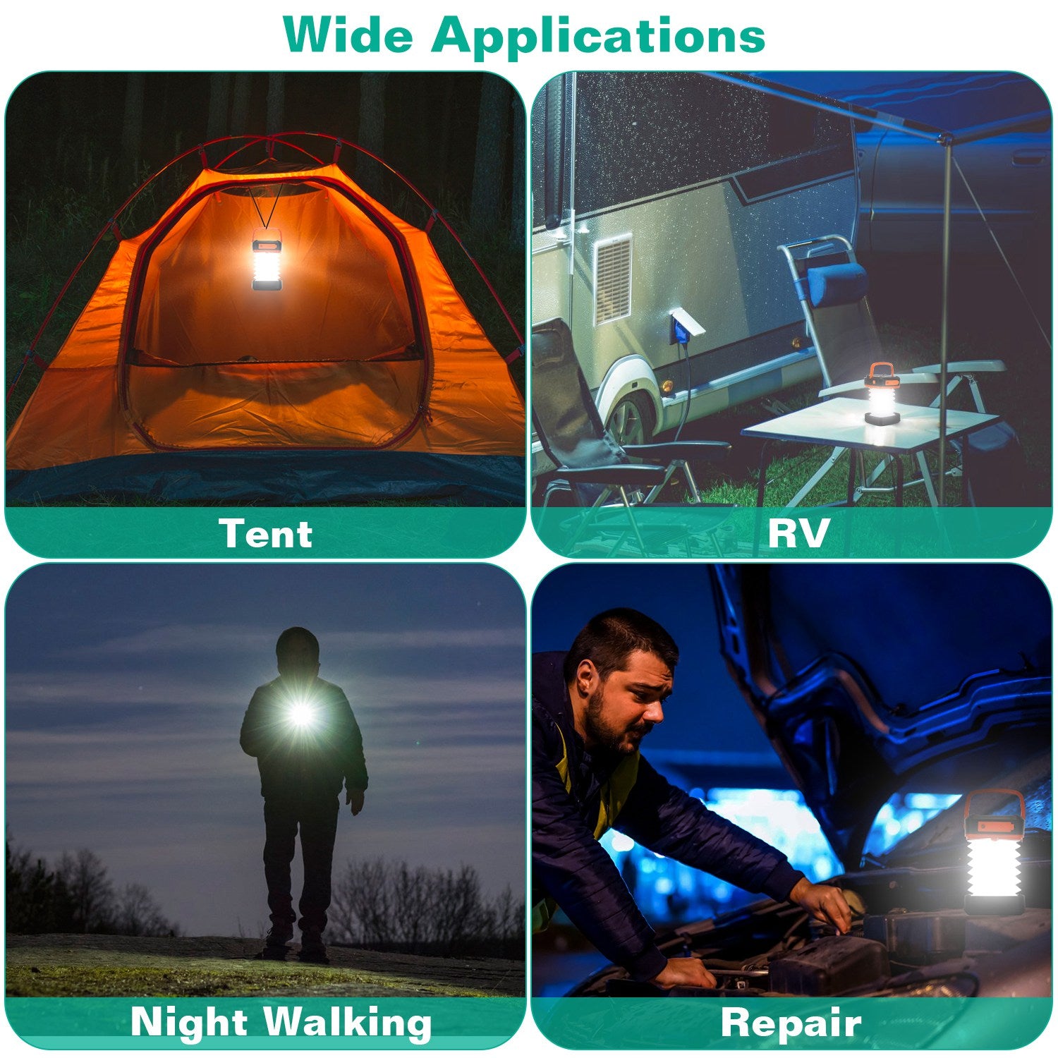 Solar Camping Lantern LED Collapsible Tent Lamp USB Rechargeable Portable Emergency Camping Light For Hiking Fishing Outdoor