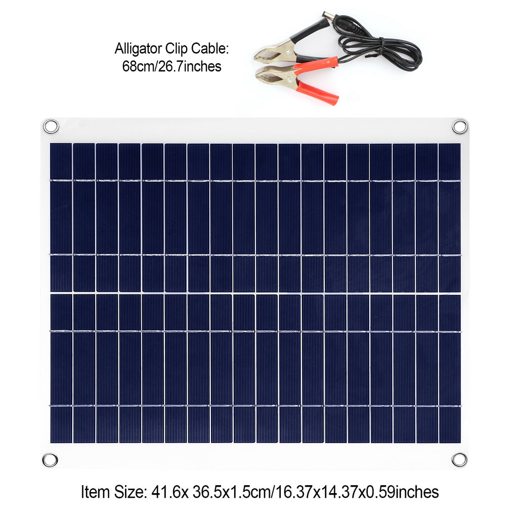 1Pc Outdoor Solar Panel 12V 25W Car Battery Charger IP68 Waterproof With 3.0A Dual USB Charging Clip Line For RV Car Boat