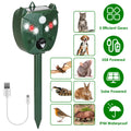 Ultrasonic Solar Animal Repeller Outdoor Mole Snake Squirrel Mouse Chaser Waterproof Bird Deer Dog Cat Deterrent With 5 Gears For Farm Garden Yard