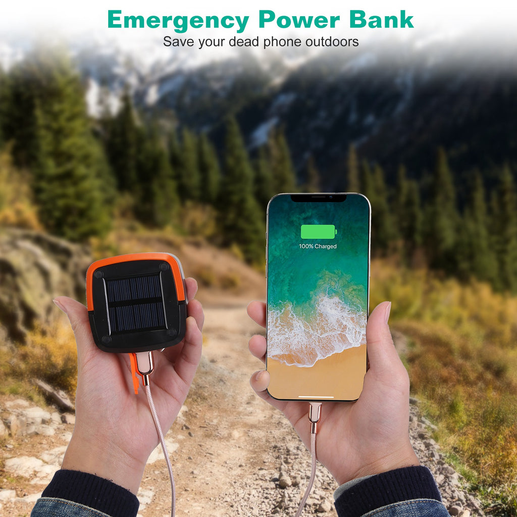 Solar Camping Lantern LED Collapsible Tent Lamp USB Rechargeable Portable Emergency Camping Light For Hiking Fishing Outdoor