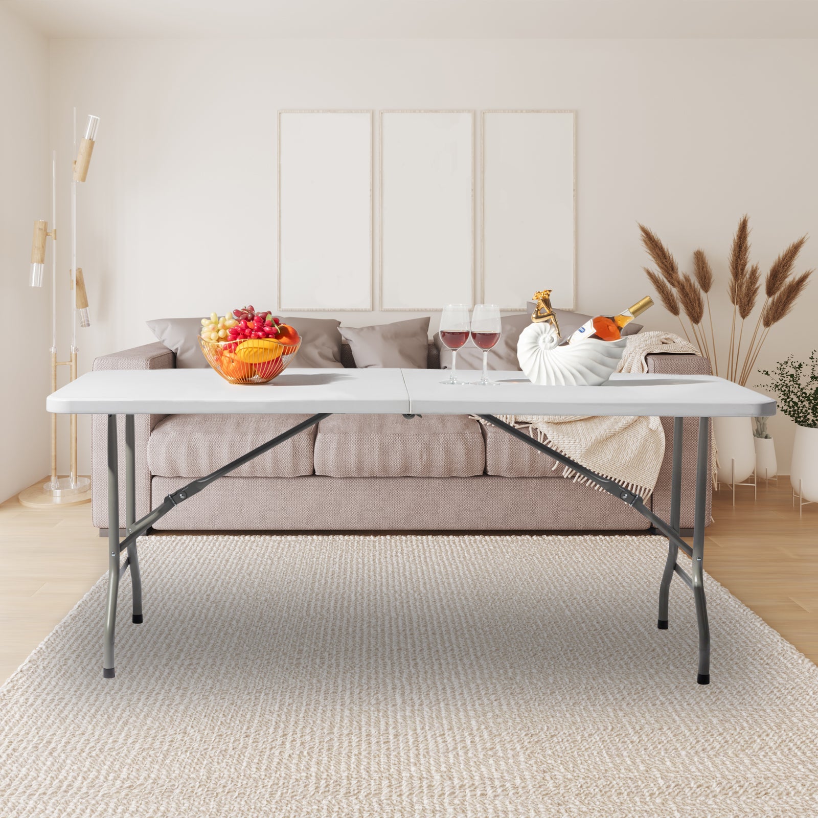 Lightweight Plastic Folding Rectangular Table For Outdoor Lounging